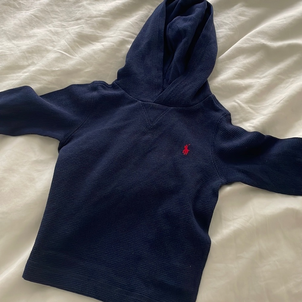 3T boys polo hoodie navy